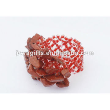 Red Stone Chip stone Stretch Seed Glass beads Ring